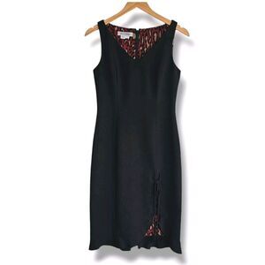 Kay Unger Dress Size 2 Black Sheath Ruffle Front‎ Slit Sexy Valentine's Day LBD